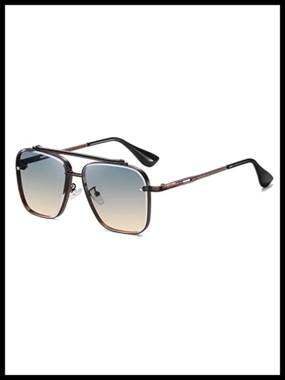 Vintage Square Aviator Sunglasses Metal Frame UV400 Protection Unisex